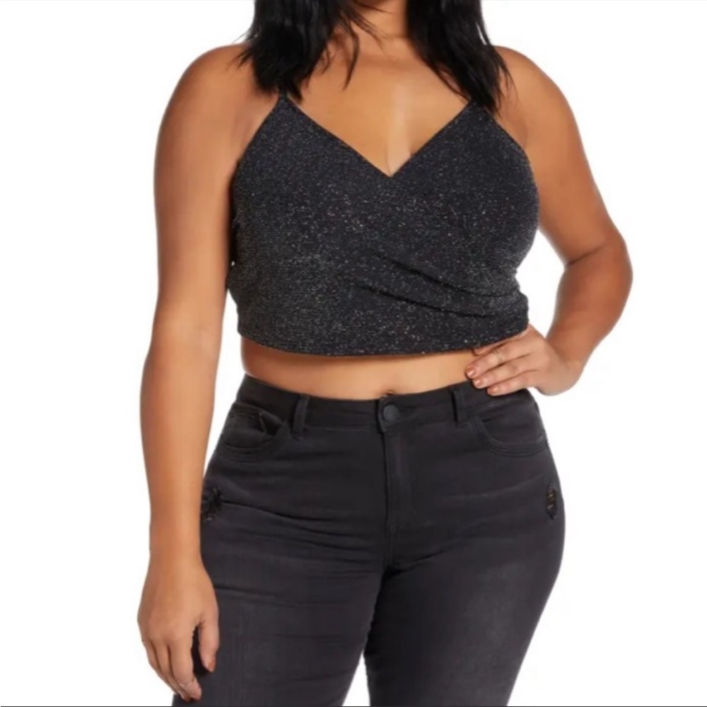 NWT BP. Glitter Knit Wrap Crop Top Size 2X
